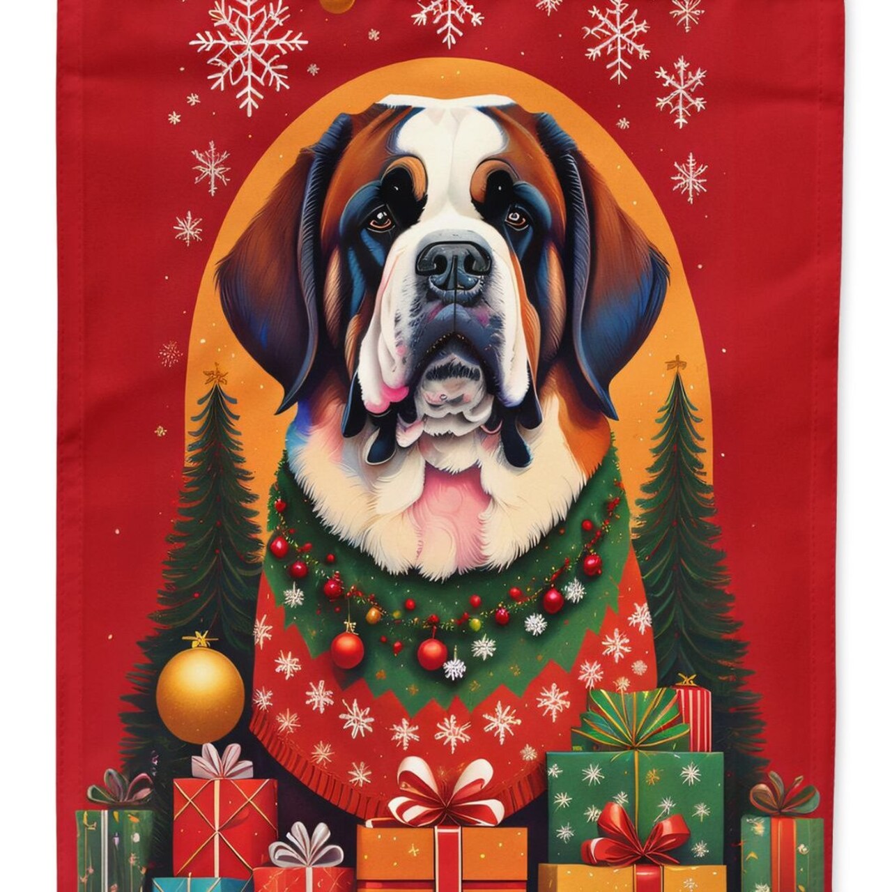 Edge Collections - 28" X 40" - Multicolor - Saint Bernard Holiday Christmas Large - 1 Piece